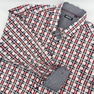 Bespoke Plaid Button‎ Down Shirt Long Sleeve Patterned XL